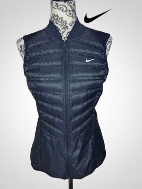 NIKE Black Quilted Sleeveless Running Vest - Medium